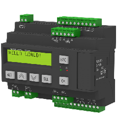Controller, 24VDC, 8DI+8DO+4AI+2AO(0-10 V), LCD, 2xRS485