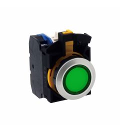 CW led drukknop 22mm 2NO/2NC groen24V AC/DC