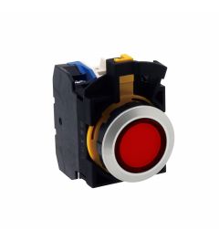CW led drukknop 22mm 2NO/2NC rood24V AC/DC