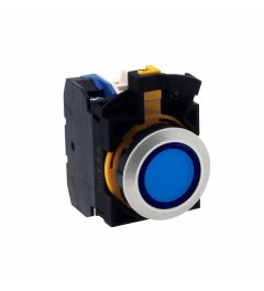 CW led drukknop 22mm 2NO/2NC blauw24V AC/DC