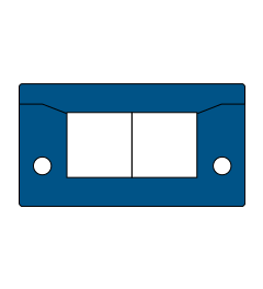 KEL-ER-BL-E2 kabelinvoerframe , 2d, 2/-, RVS, blauw