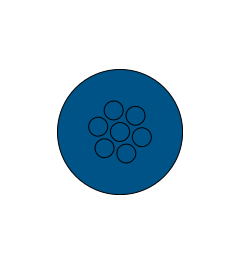 KEL-DPZ-HD 32/7 kabelinvoer rond hygiënisch, blauw
