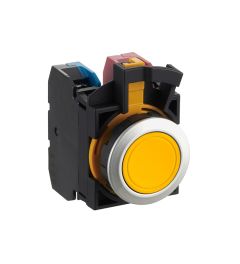 CW drukknop 22mm 1NO/2NC geel