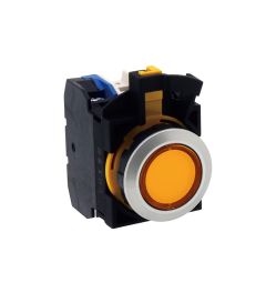 CW led drukknop 22mm 2NO oranje/DC