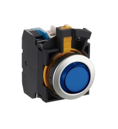 CW led drukknop 22mm 2NO blauw24V AC/DC