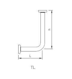 TL arm gebogen "L" L.___mm h.___mm AISI304L 60,3mm