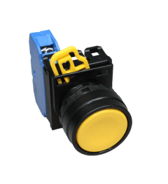 YW drukknop 22mm 1NO+1NC geel